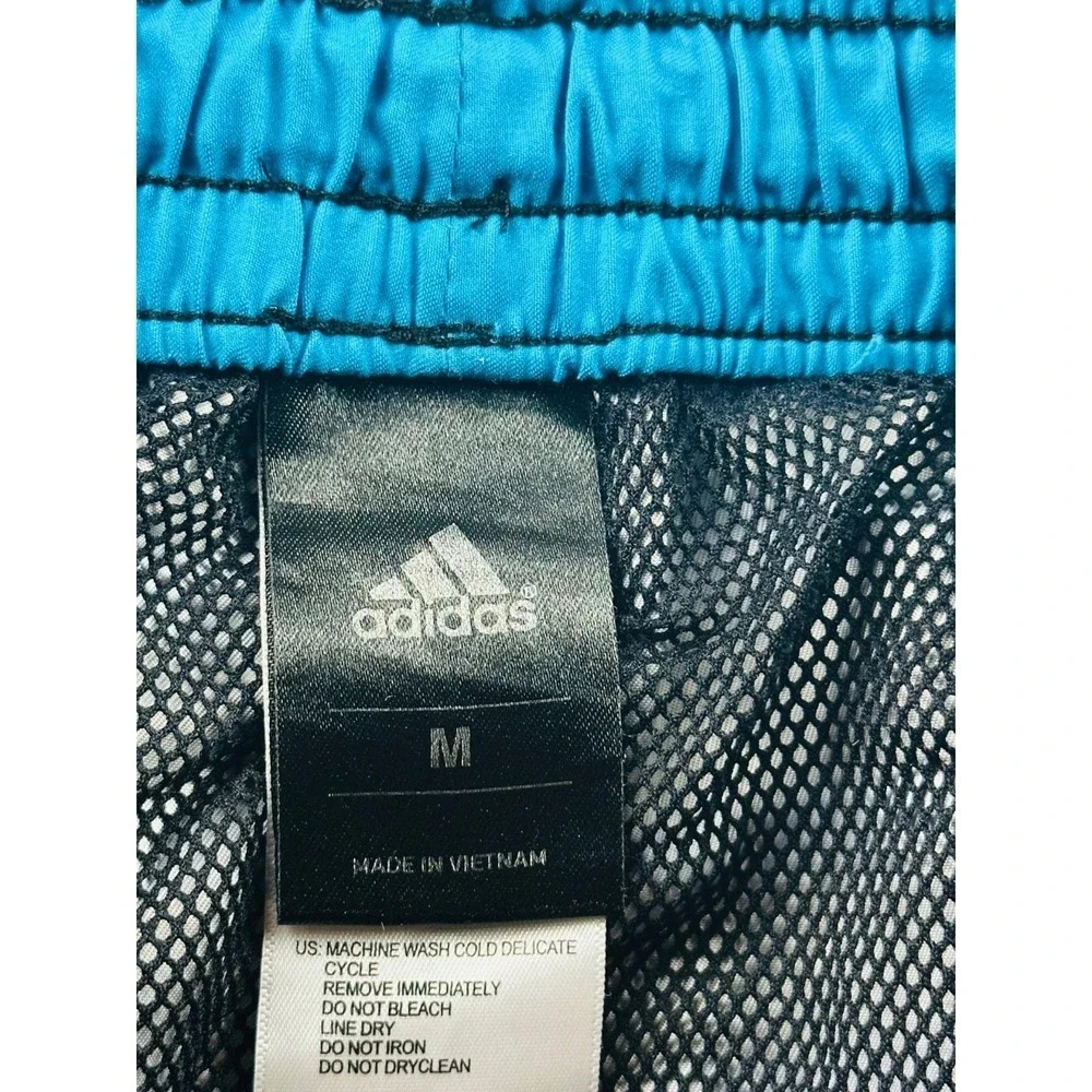 Adidas Swim Trunks Men M Blue Black Regular Striped Lined Summer Athletic Surf